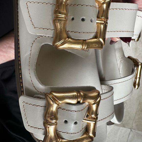 SCHUTZ White and Gold Double Strap Sandals - Picture 5 of 8